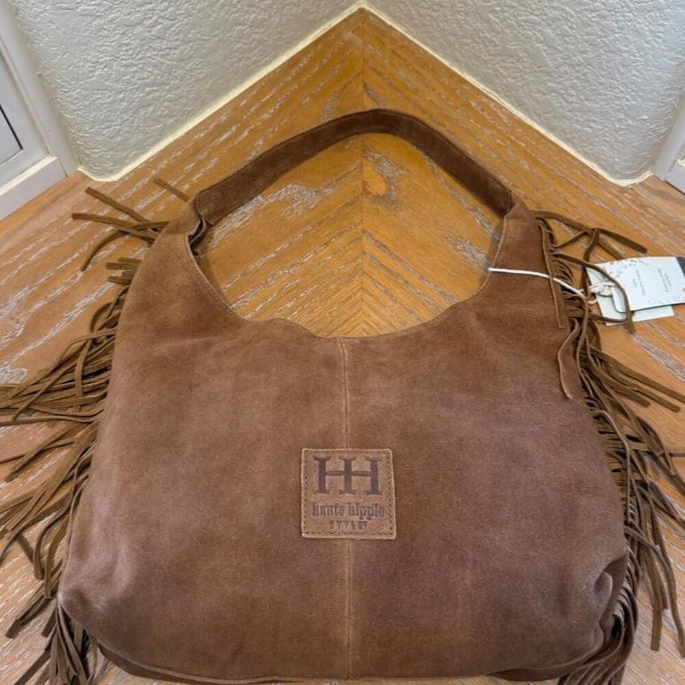 NWT Haute Hippie Tan Fringe Suede Hobo